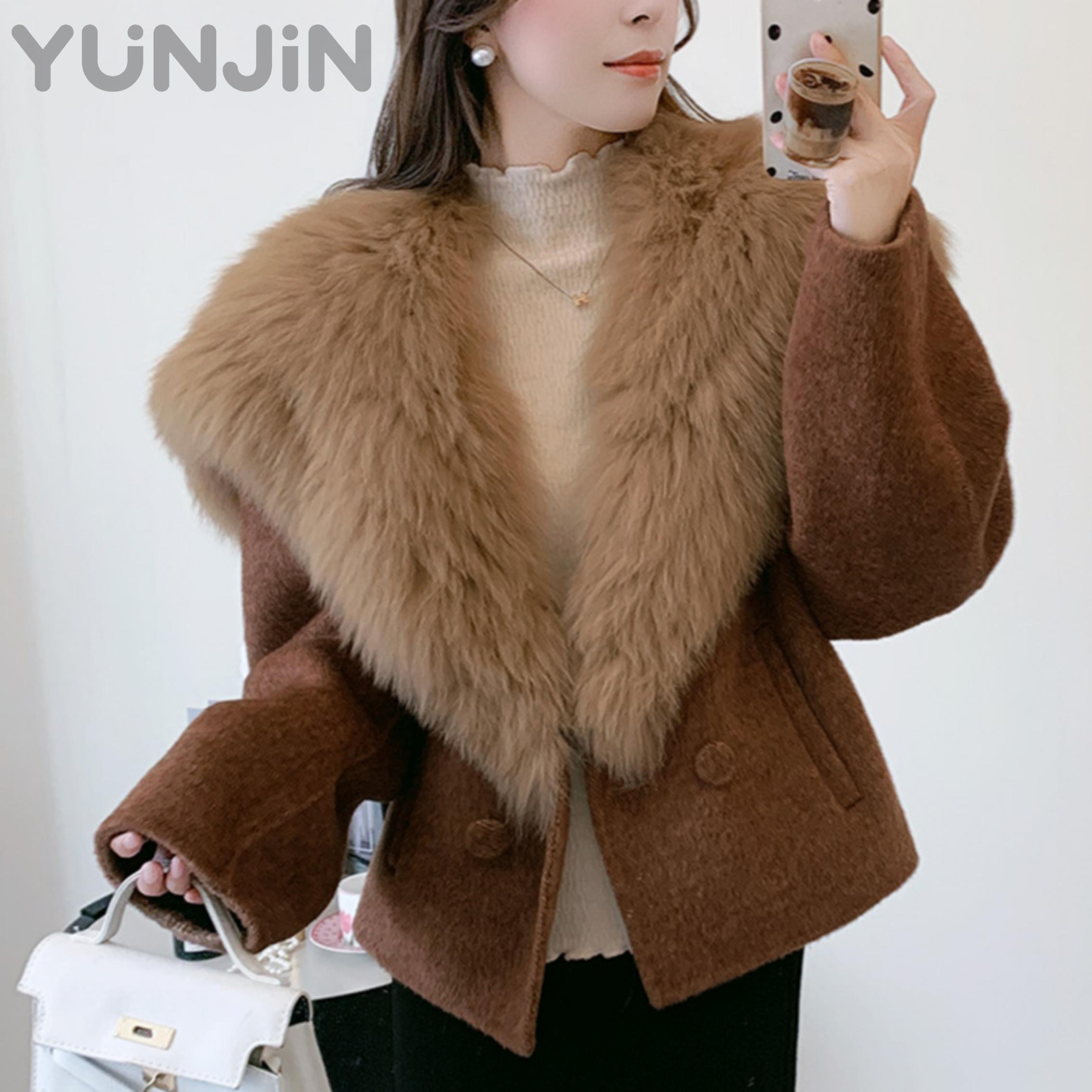 Winter Double-Faced Wool Fox Fur Coat Women Short