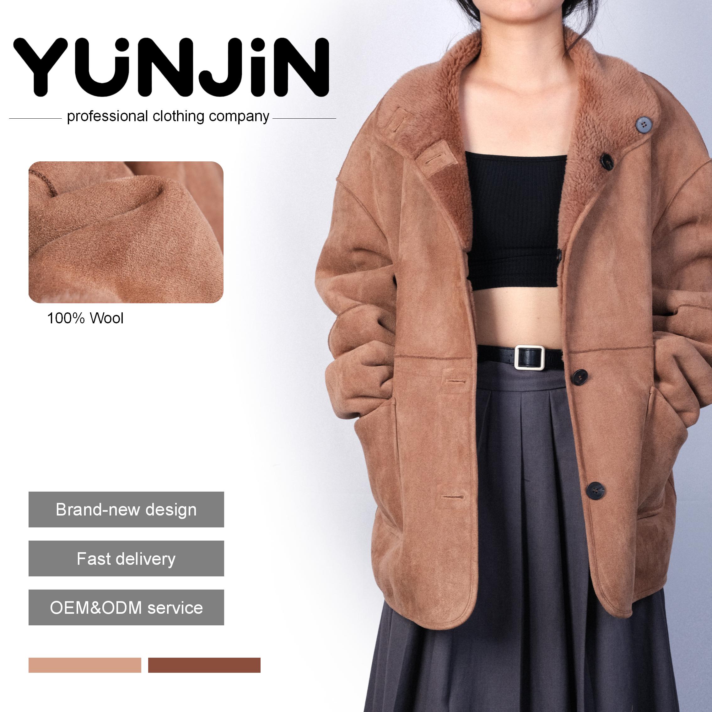 YUNJIN Women's Double-Sided Wool Fur Coat - Sheep