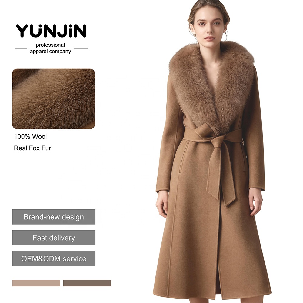 Fashion Double-Faced Cashmere Trench Coat Women Autumn Winter