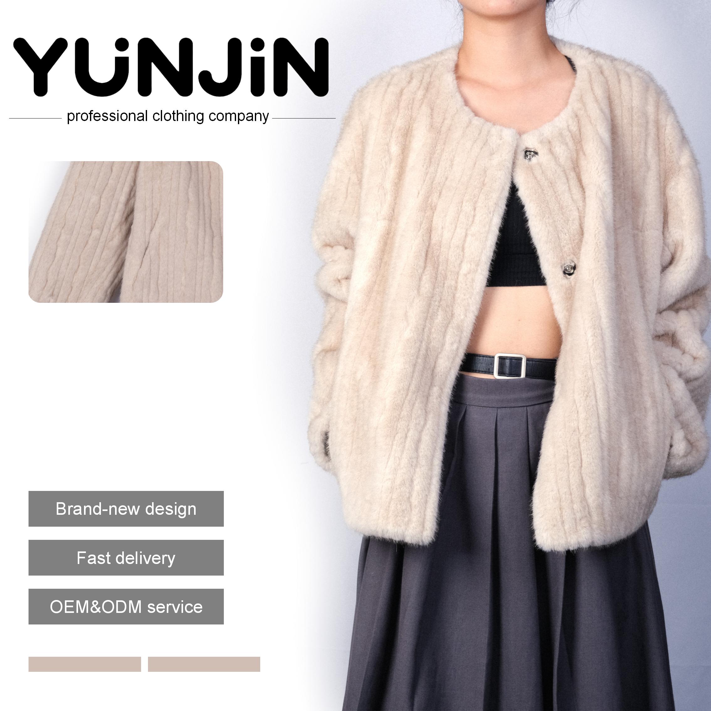 YUNJIN Women's Casual Fleece Jackets Single Breasted Woolen