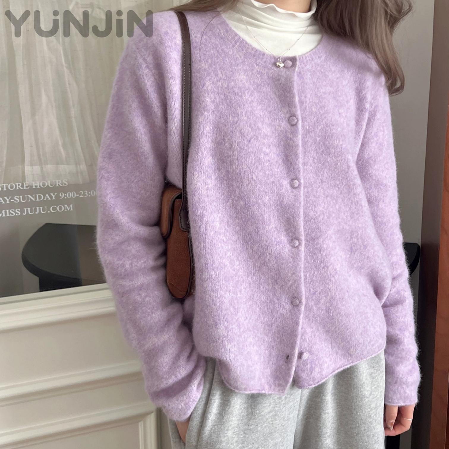 Women's Wool Short Knit Plush Cardigan Ladies Alpaca