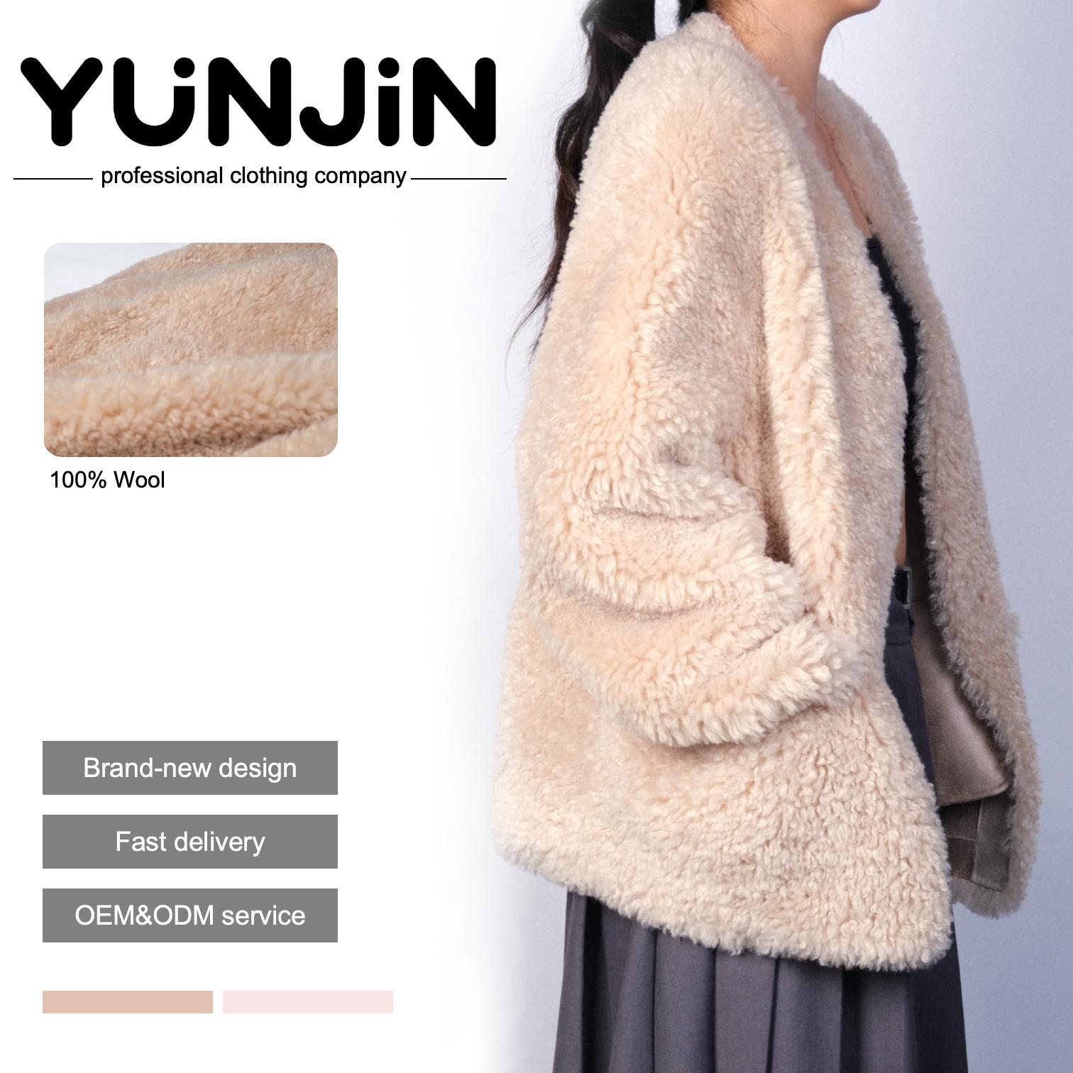 YUNJIN Womens Casual Winter Coat Pure Wool Sheep