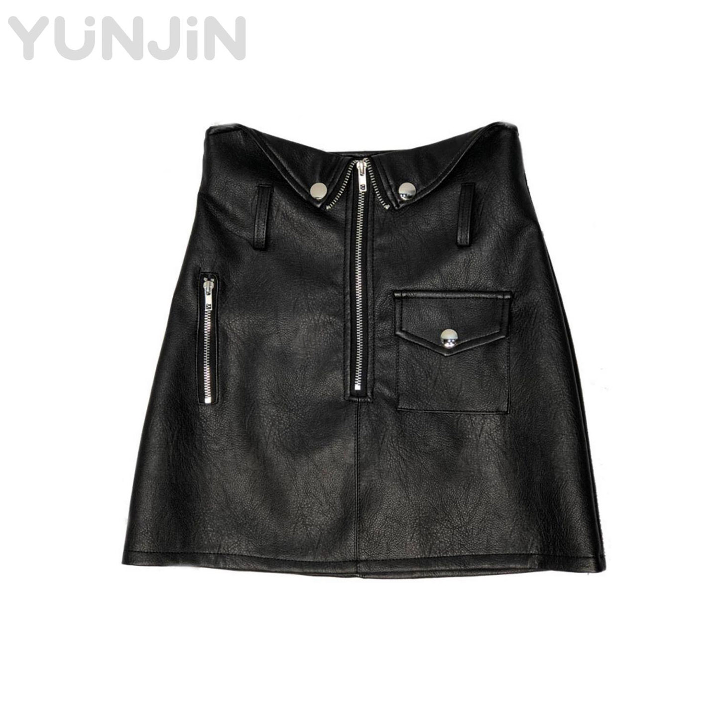 Women's Genuine Sheep Leather Skirt Ladies Y2K Moto