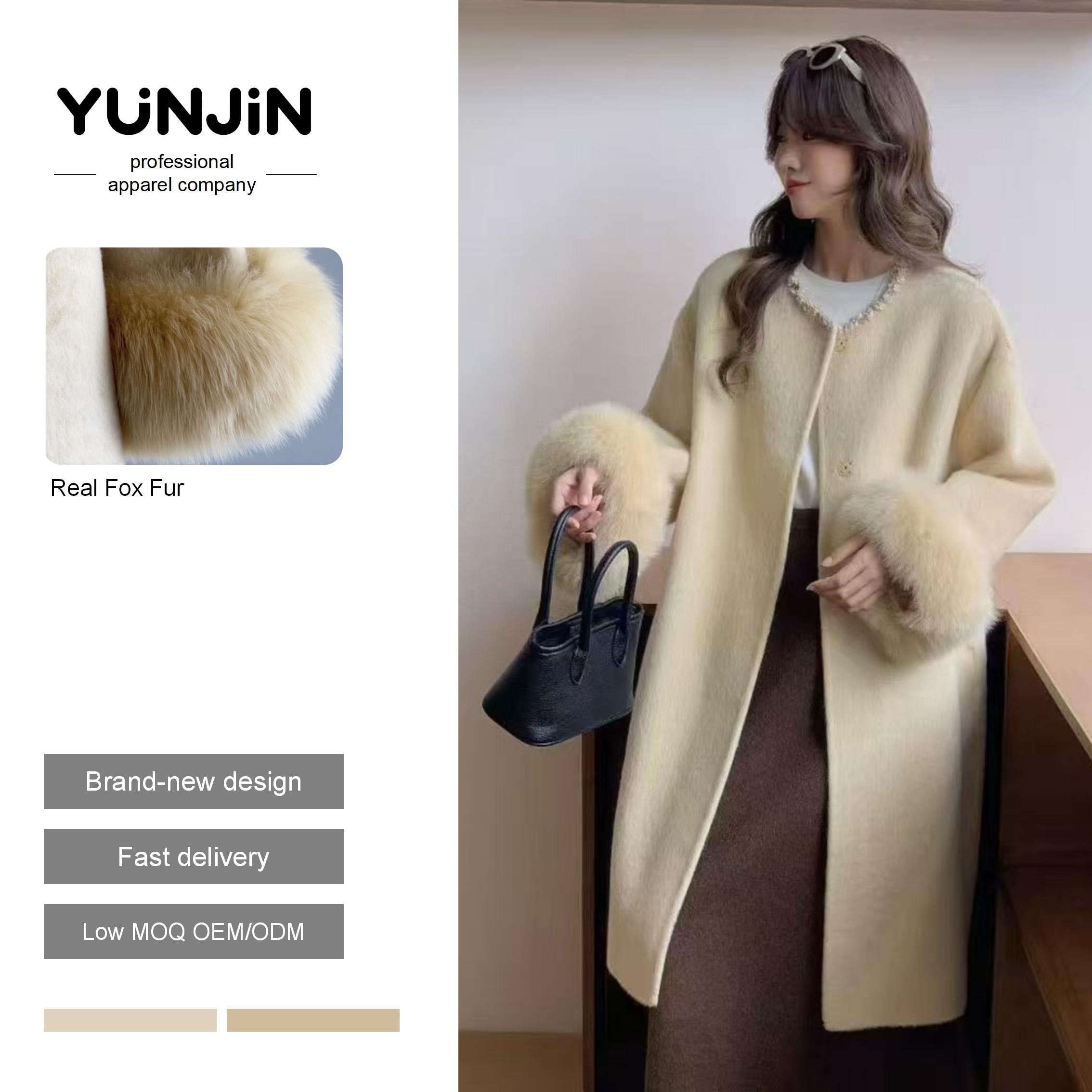 Luxury Lady Elegant Long Overcoat O-neck Winter Soft