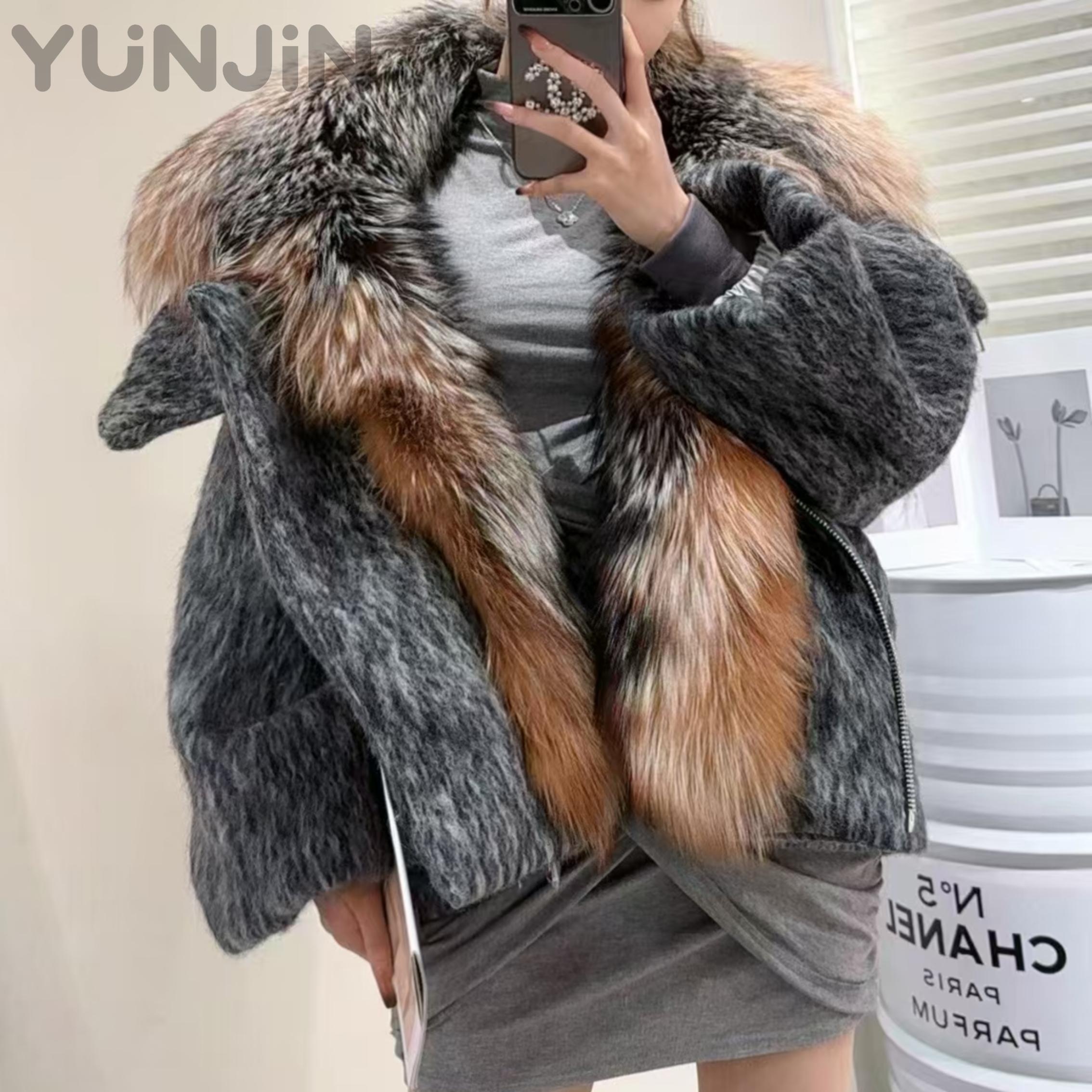 2025AW Women Luxury Fox Fur White Goose Down
