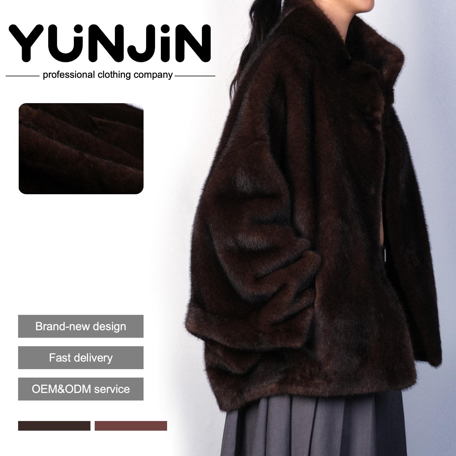 YUNJIN Women's Casual New Design Jacket Faux Mink