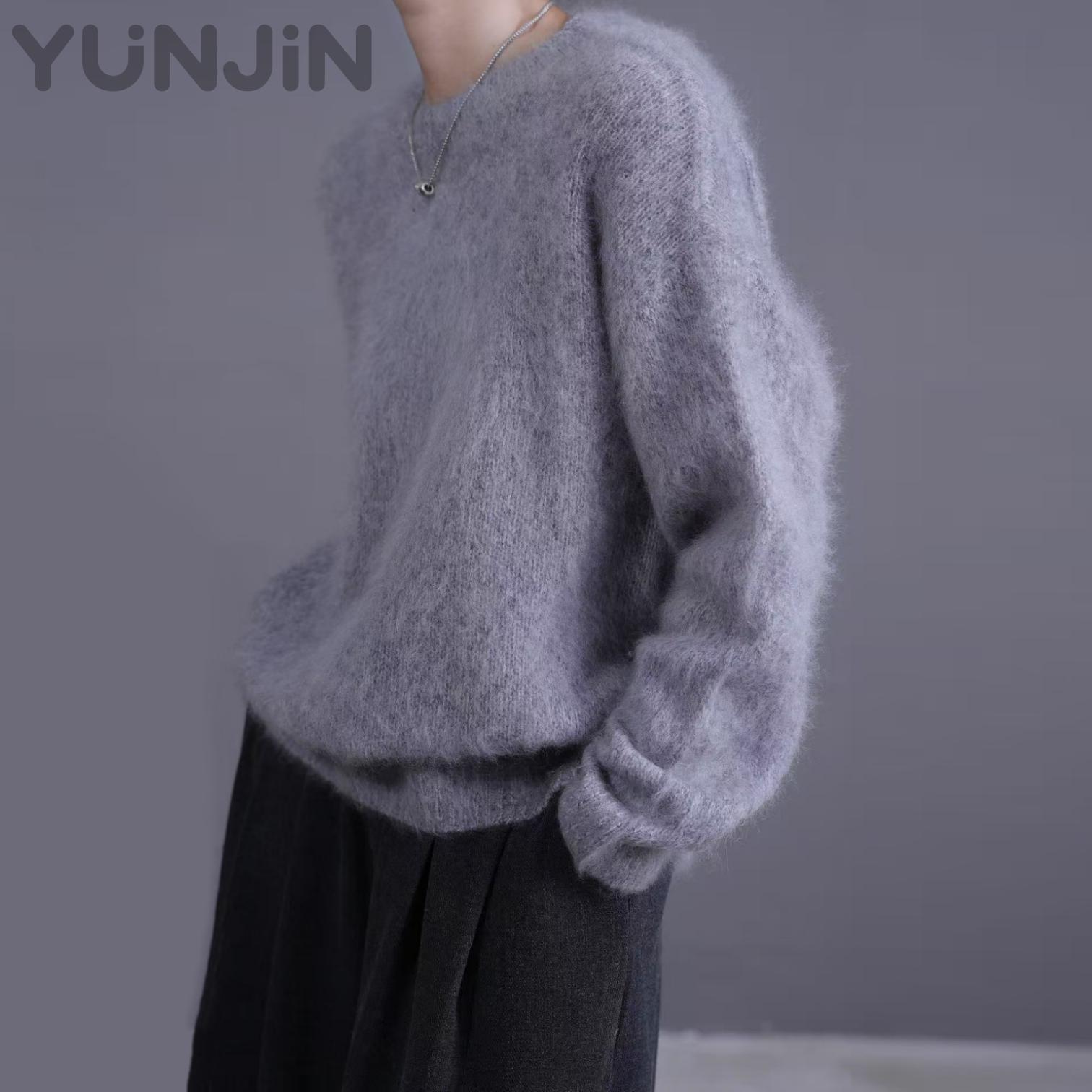 Women's Simple Wool Cashmere Knit Sweater O-neck Pullover