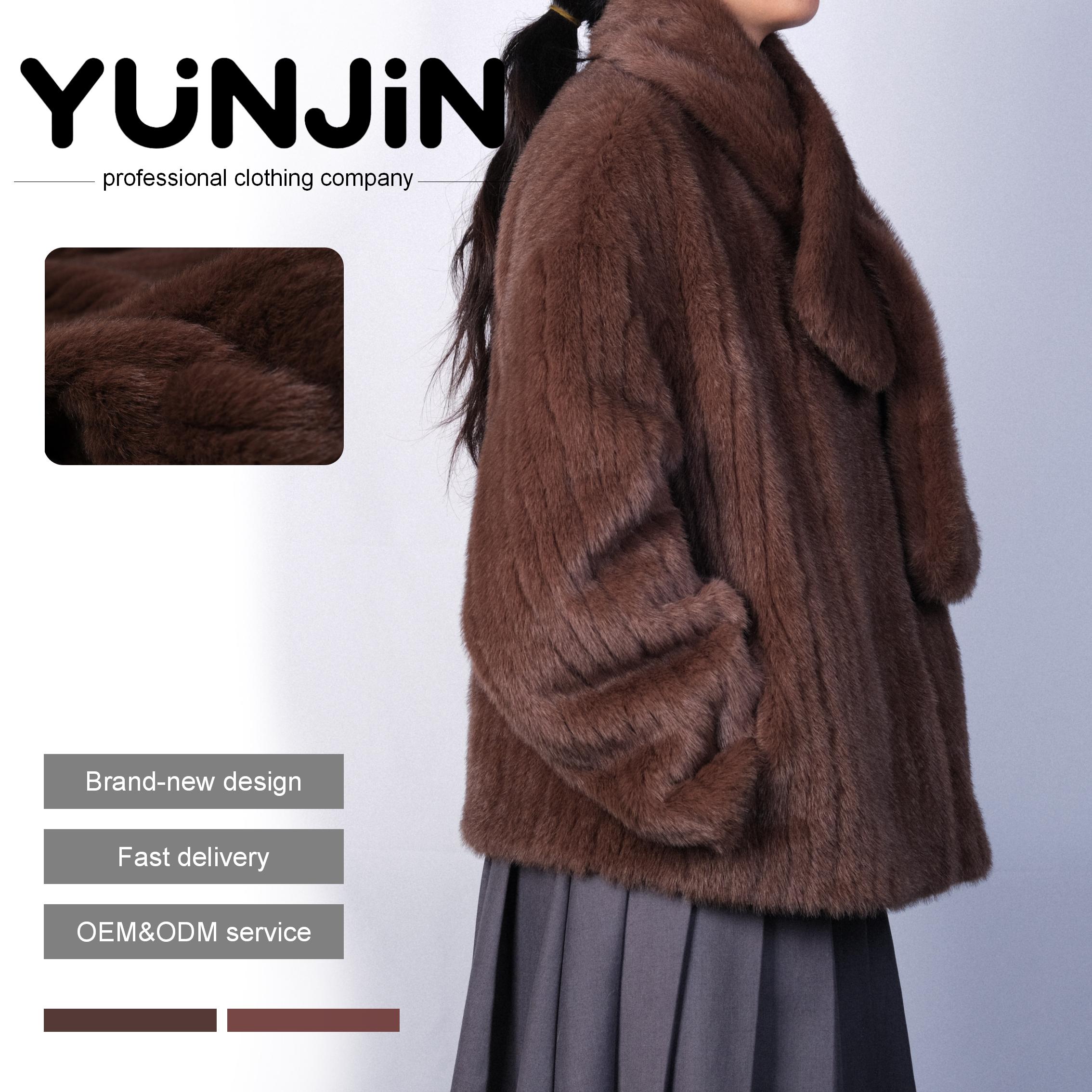 YUNJIN Women's Designer Eco-Friendly Faux-Fur Winter Jacket Soft