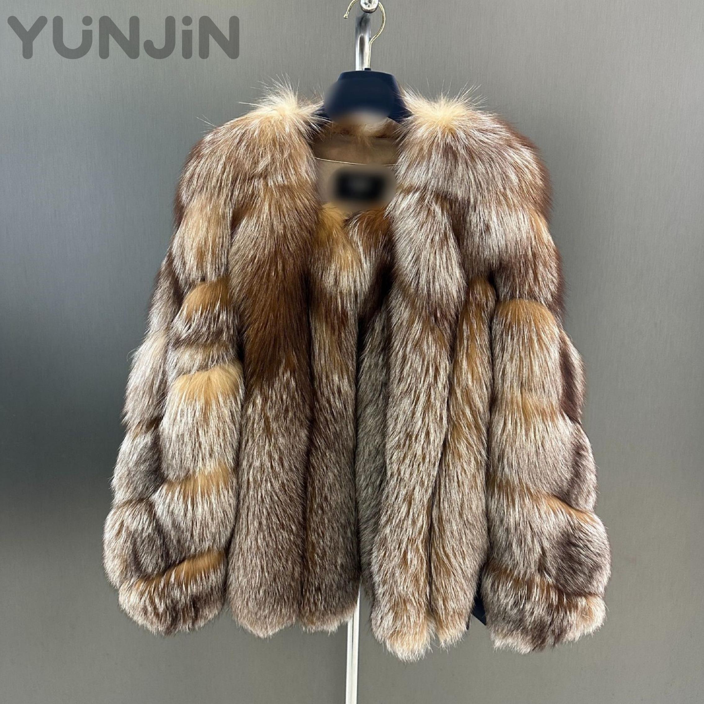 Women's V-Neck Fox Fur Coat Elegant Versatile Designer