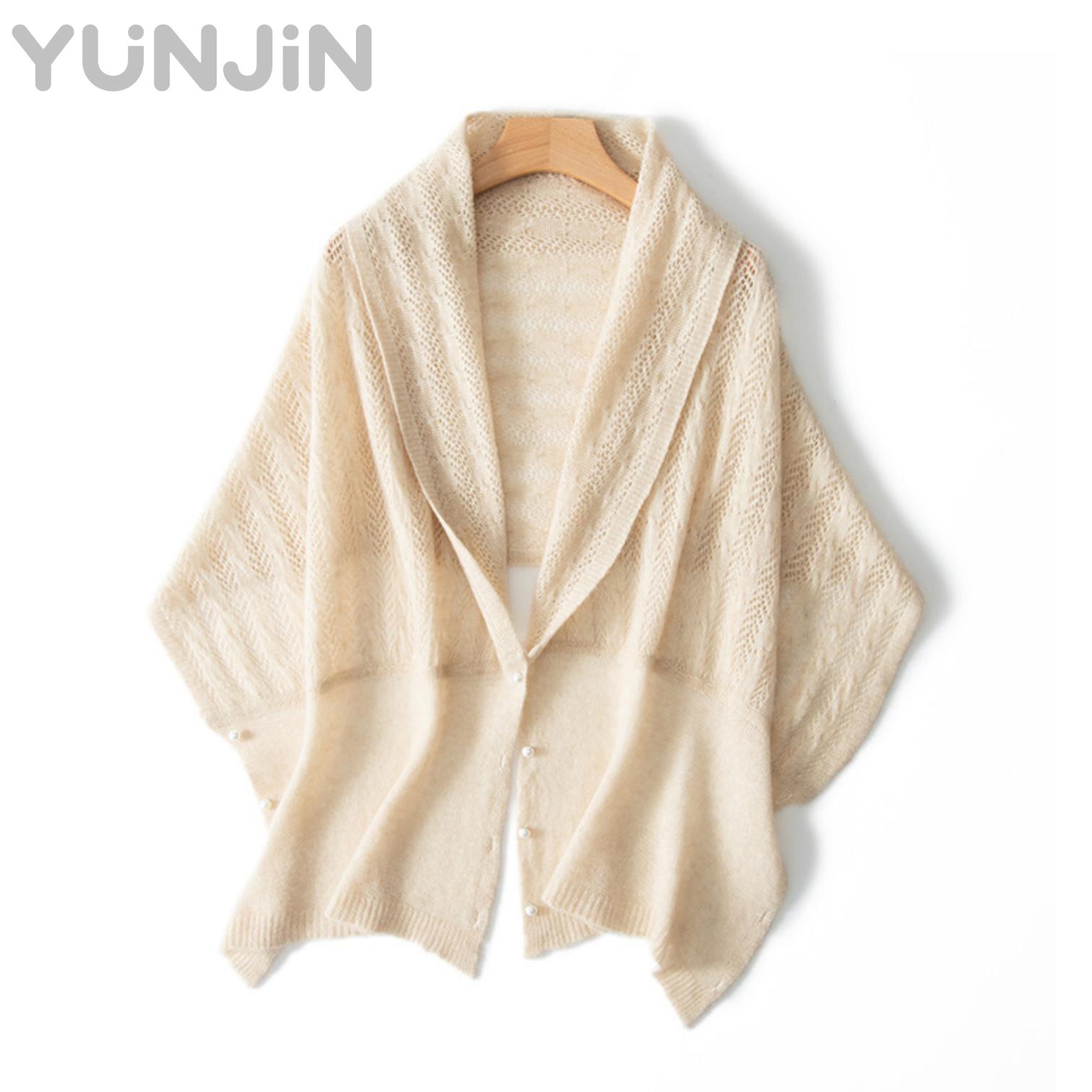 Design Women's Wool Cashmere Shawl Hollow Thin Scarf