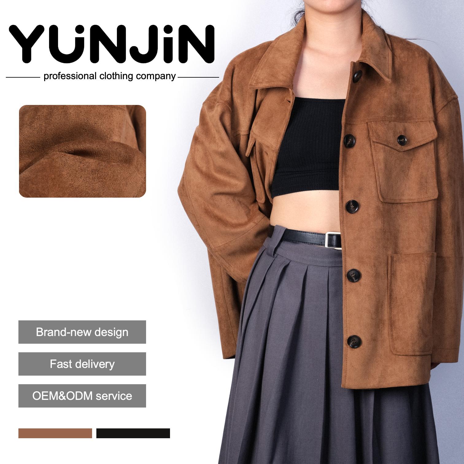 YUNJIN Design Vintage Suede Fleece Faux Sheepskin Jacket