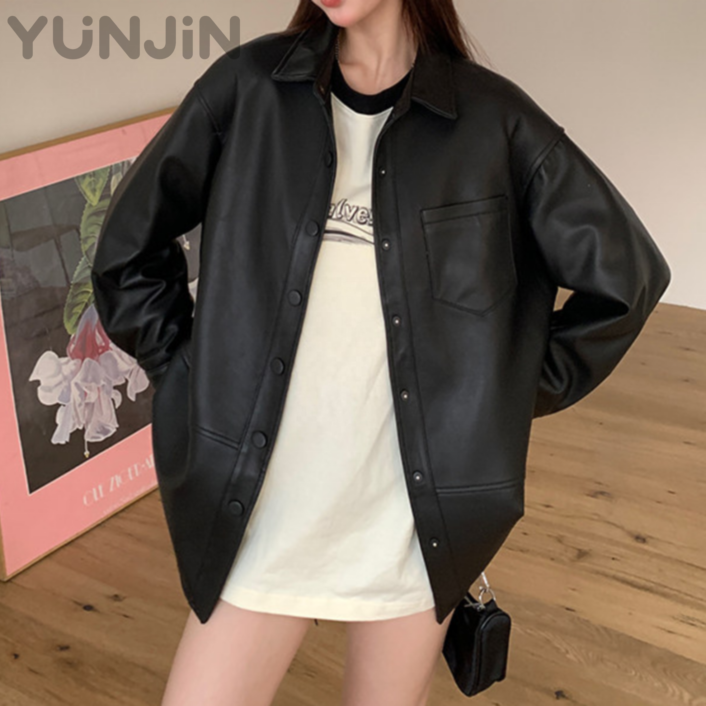 Women Sheep Leather Shirt Style Jacket American Style