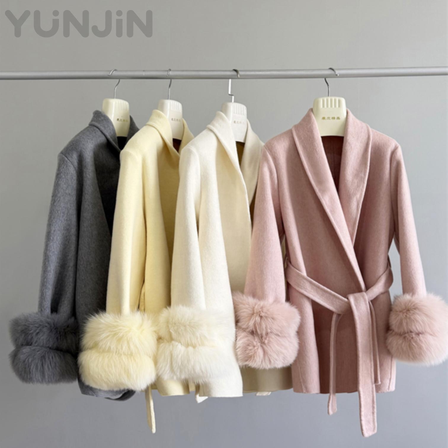 Newest Luxury Women's Double Face Wool Coat Real