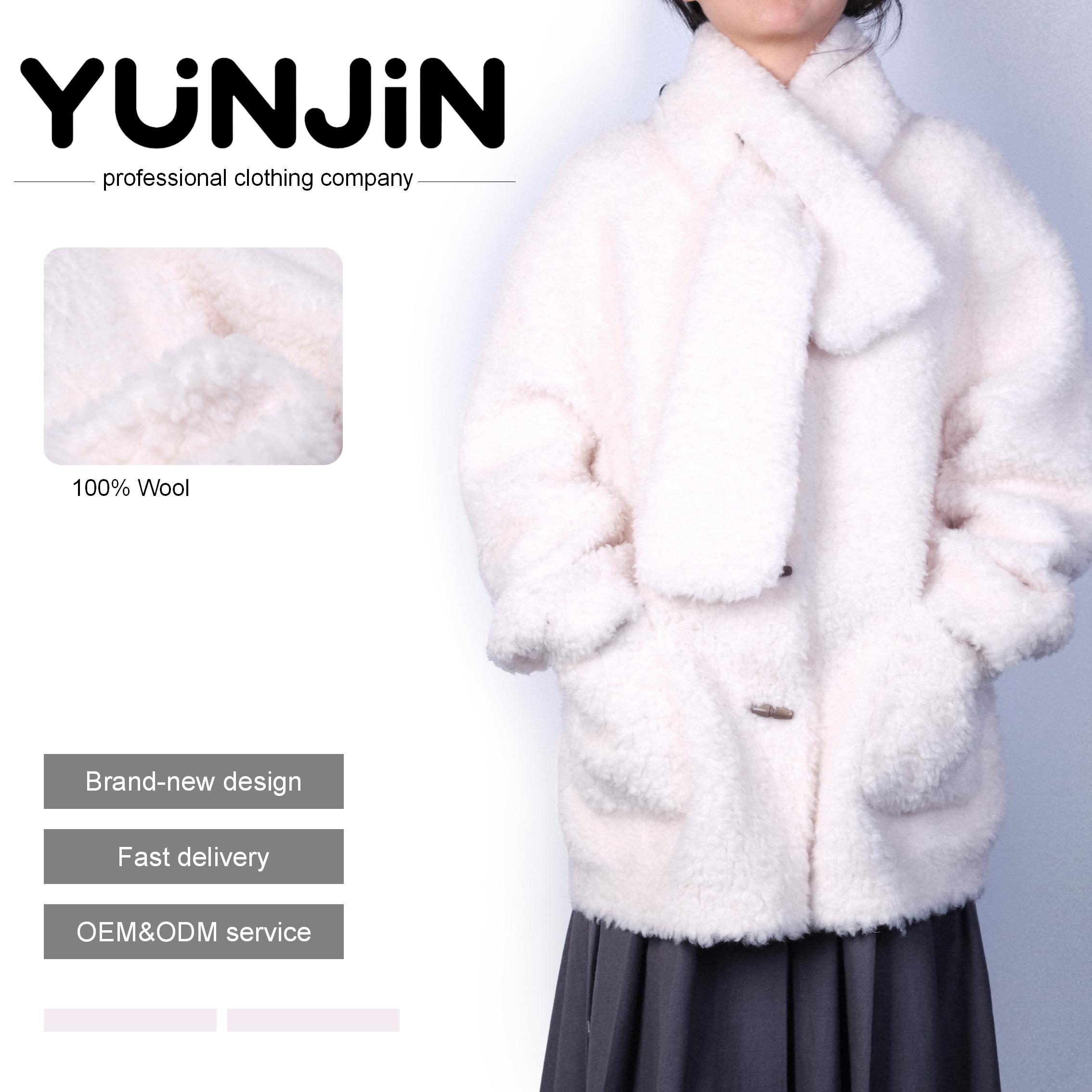 YUNJIN Women's Winter Real Wool Fur Coat with