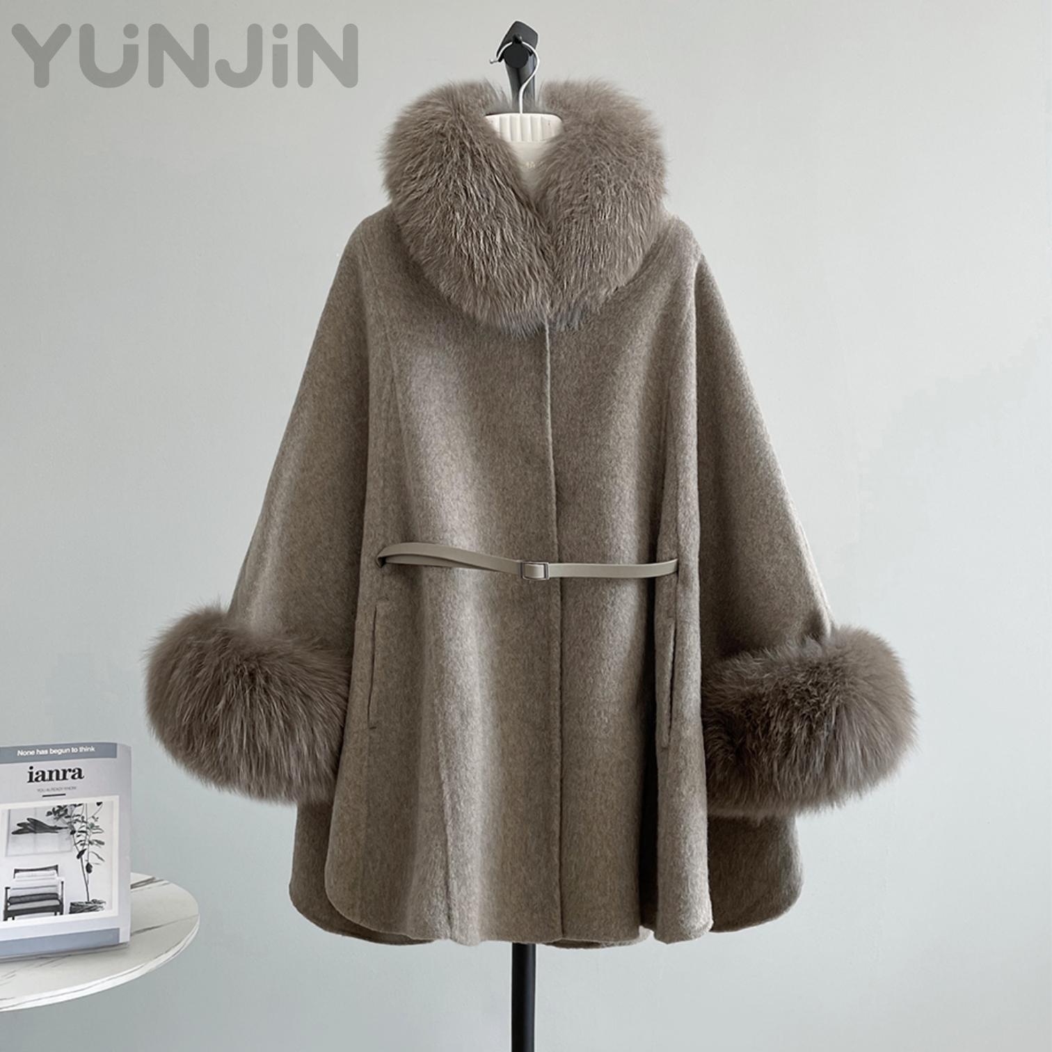 Elegant Women's Real fox Fur Trim Double Faced