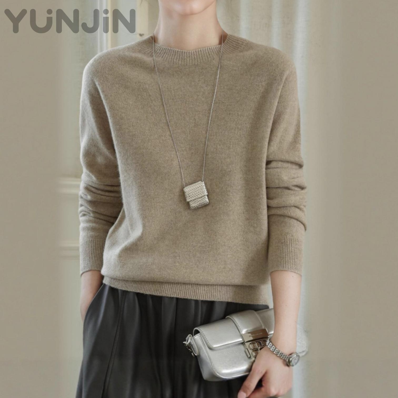 New Women's Design Wool Cashmere Knit Sweater O-neck