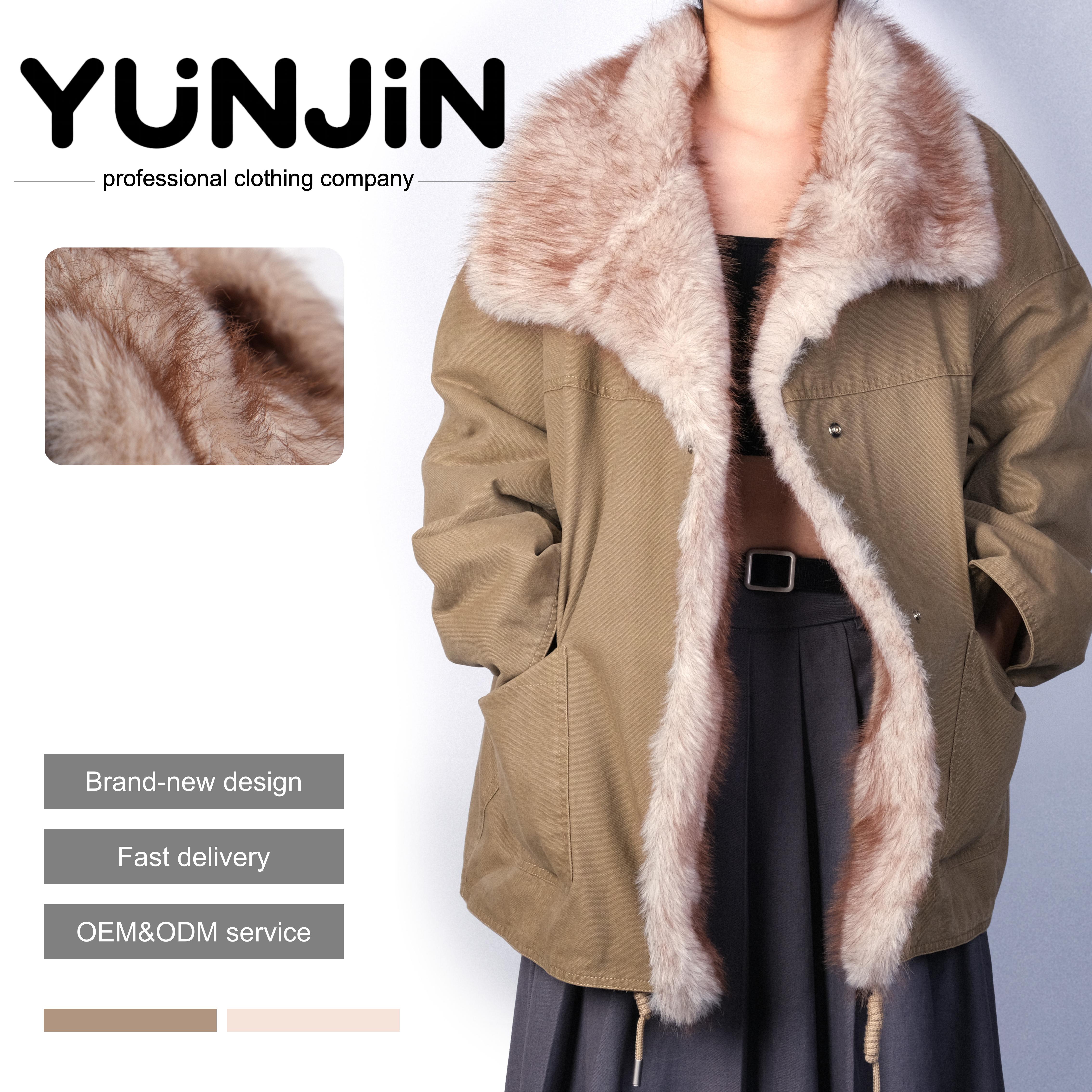 YUNJIN High Quality Faux Fur Parka Turn Down