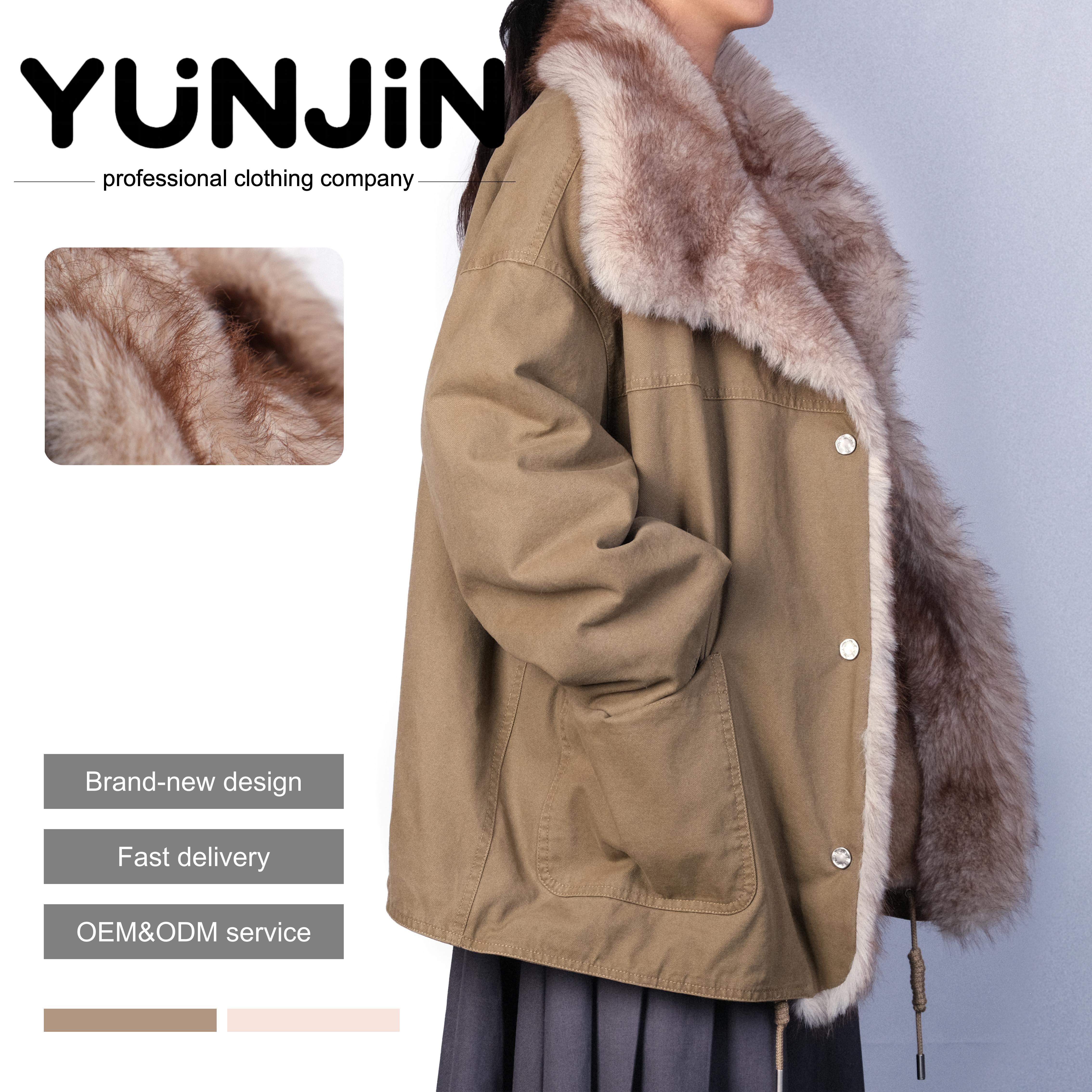 YUNJIN Women's Faux Mink Fur Parka Winter Coat