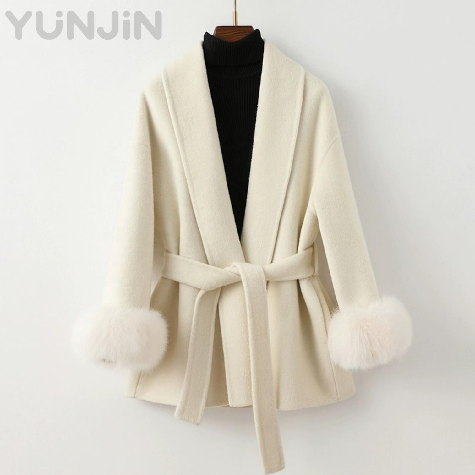 New Luxury Women's Double Face Wool Coat Real