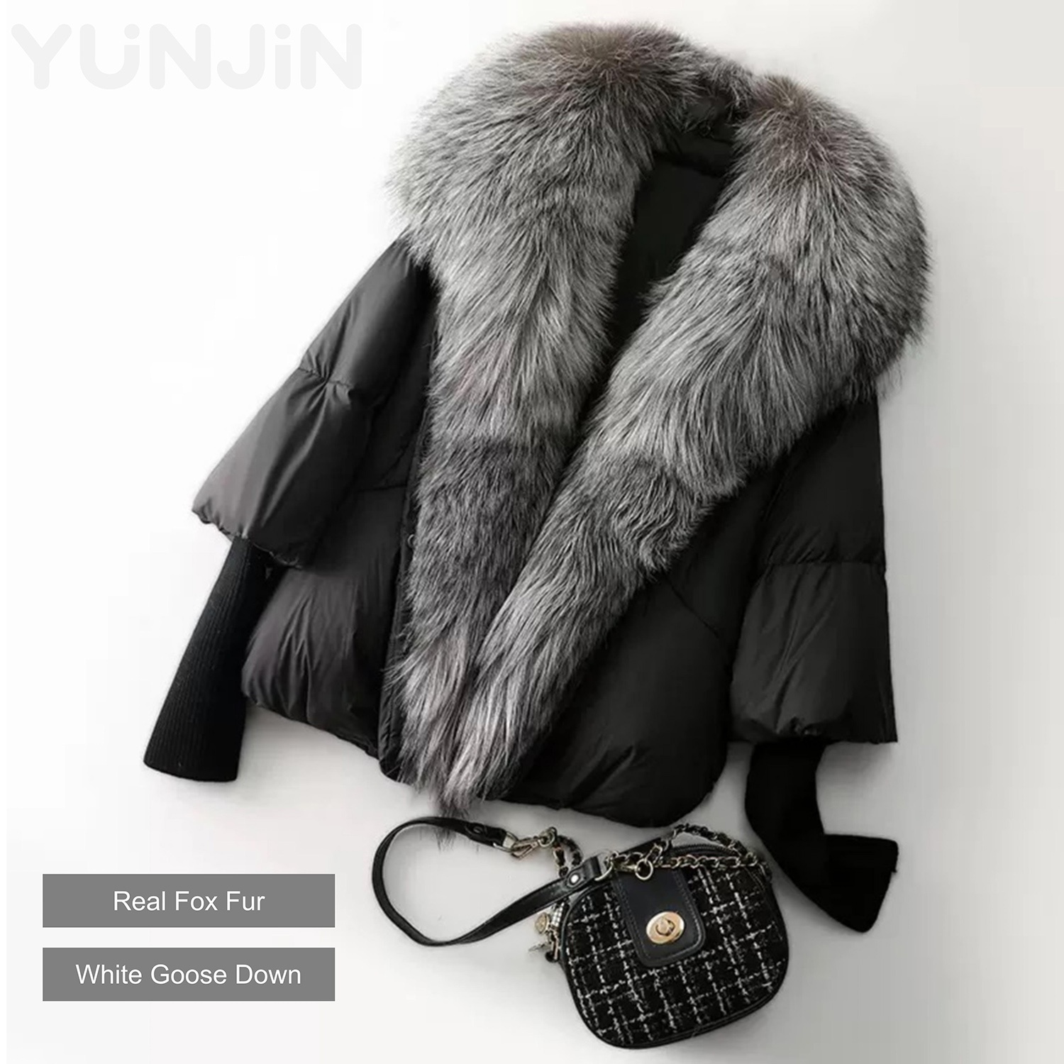 Fashion Designer Women Real Big Fox Fur Collar